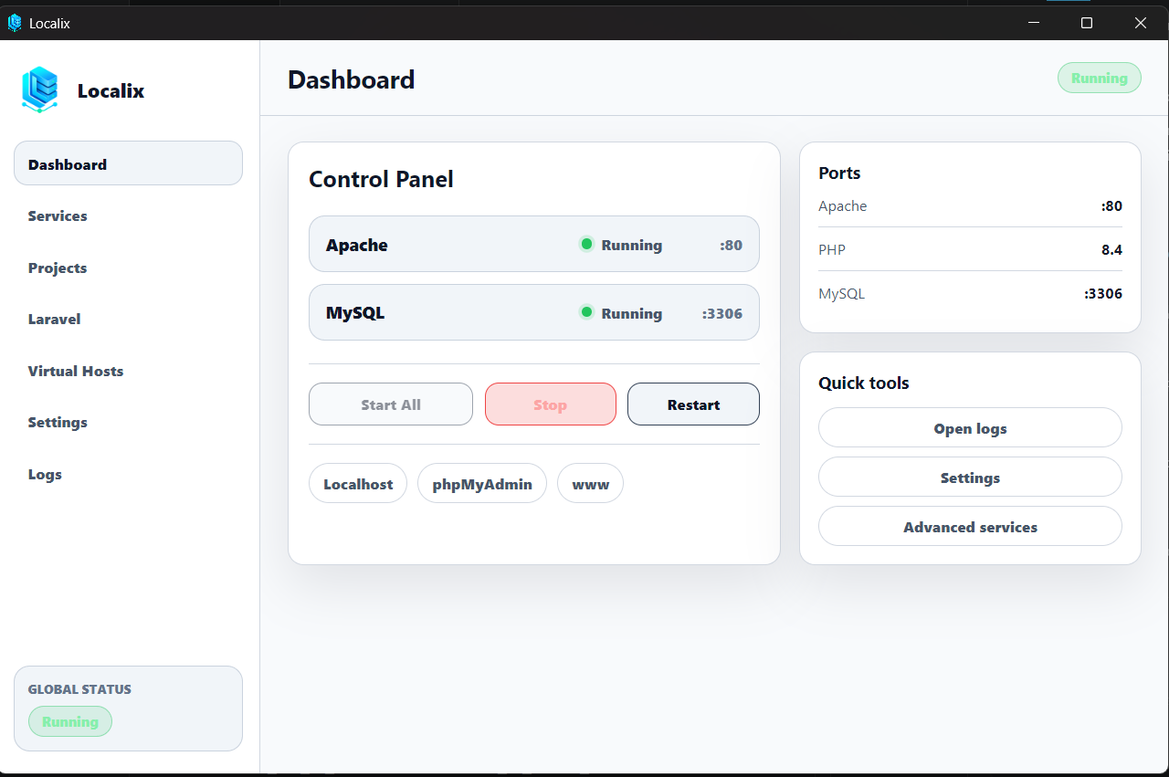 Localix Dashboard Screenshot
